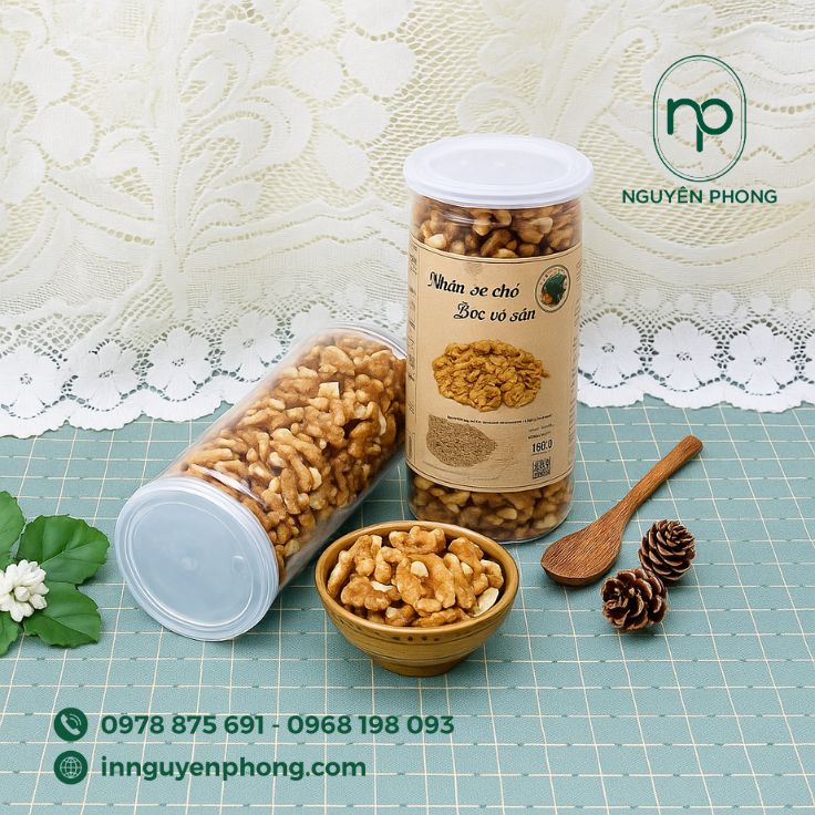 Mẫu in tem dán hạt óc chó